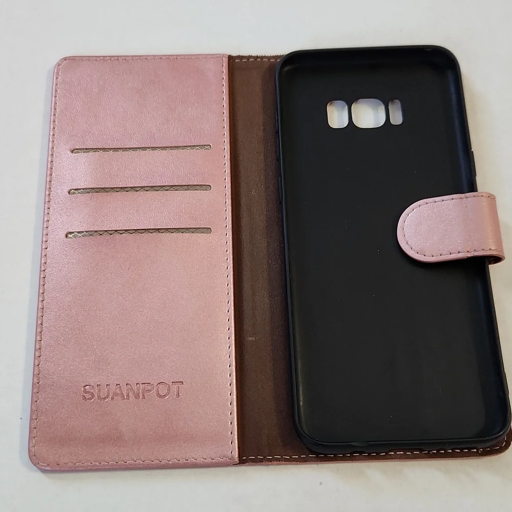 Samsung Galaxy S8+ /S8 Plus 6.2 (Not Fit S8) Faux Leather Wallet- Rose G…